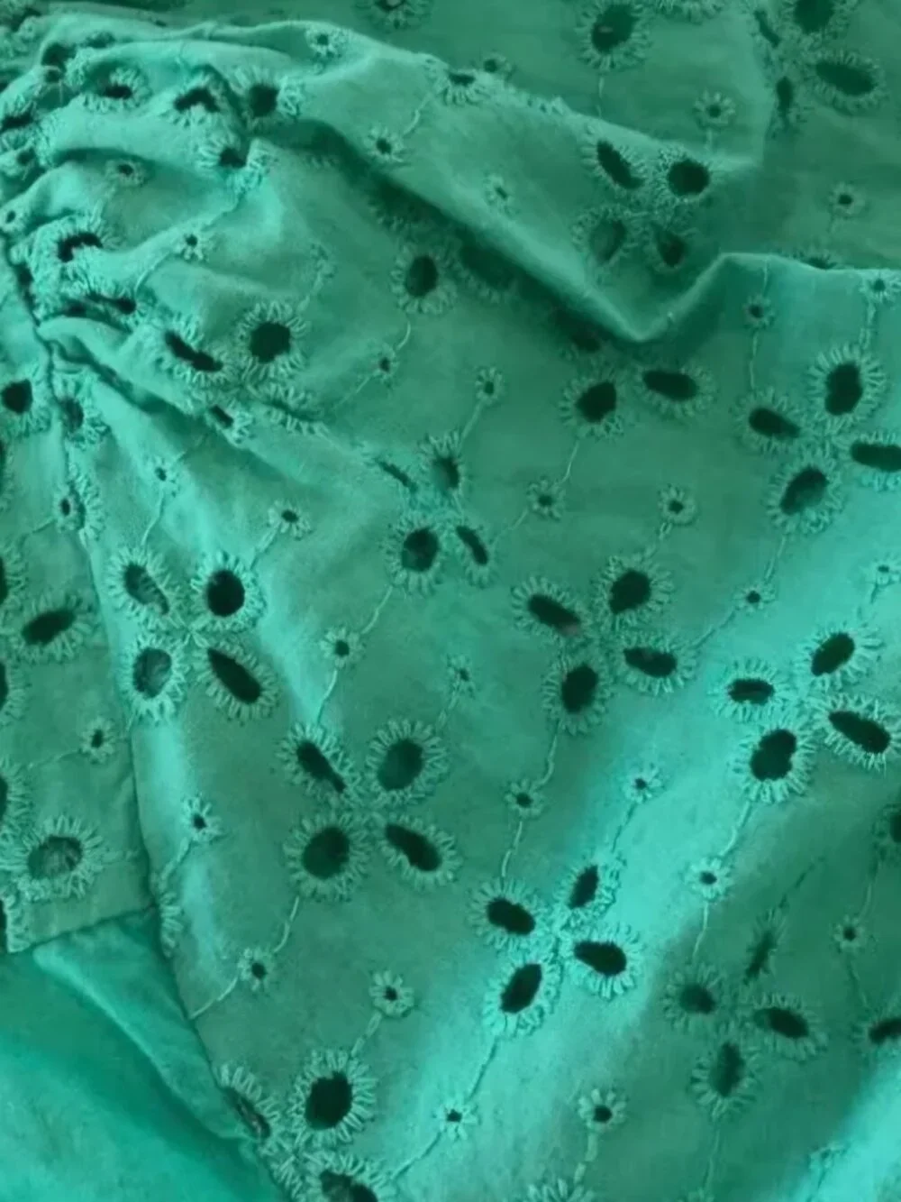 NWT Minty cotton Boho Embroidery eyelet puff sleeve button down blouse XS